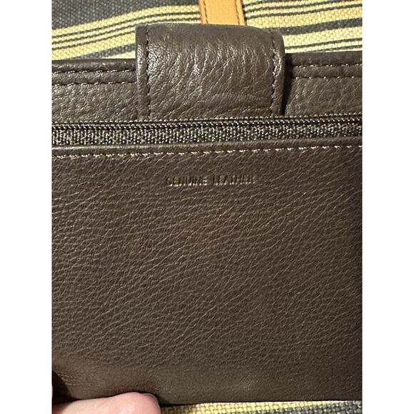 EUC Fossil Felicity Tote Brown Black White Yellow Stripe AND Leather Wallet - Picture 12 of 16